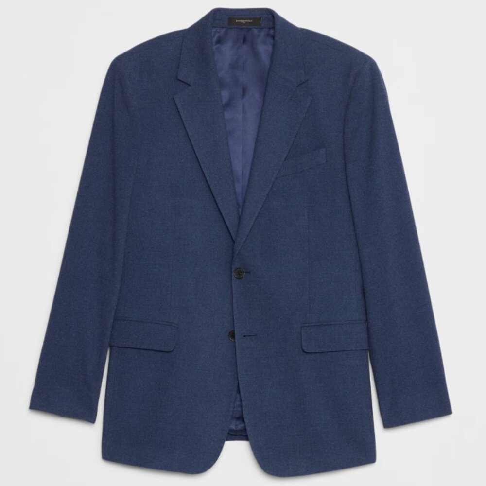 Banana Republic Mens Tailored-Fit Soft Flannel Suit Jacket, Blue, 42S, EUC